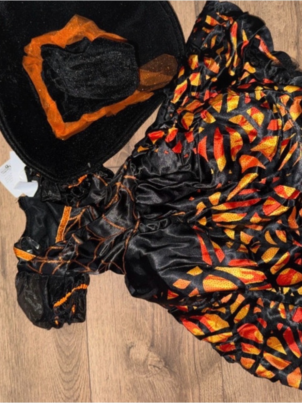 Kids Black and Orange Witch Costume Dress with Hat Cracker Barrell